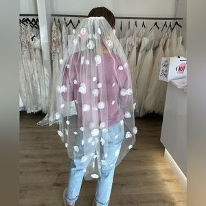 Fingertip untamed petals wedding veil with 3D floral